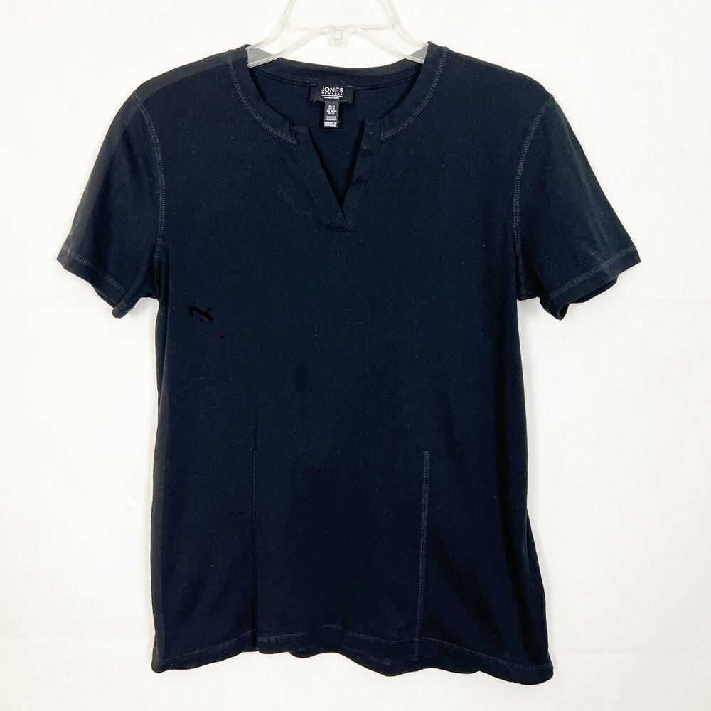Jones New York 100& Cotton Short Sleeve Black Top
